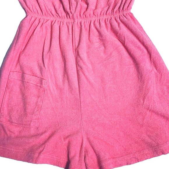 Palm Harbour 80s Playsuit Romper Sz L Tube Top Pink Lipstick Fish Embroider Cove - Picture 4 of 11